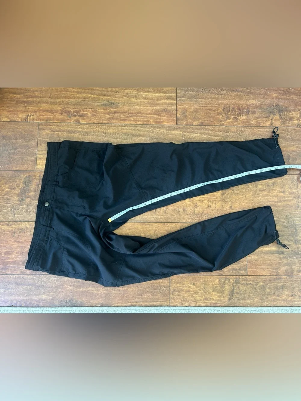 Iceburg Men’s Black Lightweight Stretch Cargo Hiking Pants Sz L Cinch Hem